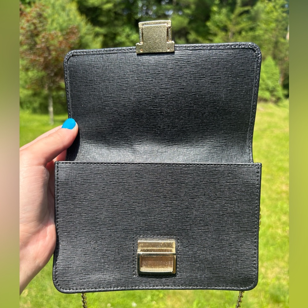 Furla Black Leather Crossbody with Gold Chain - Picture 7 of 16